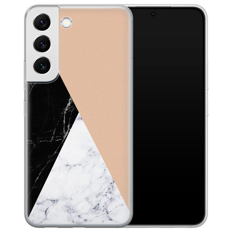 Leuke Telefoonhoesjes Samsung Galaxy S22 Plus siliconen hoesje - Marmer zwart bruin