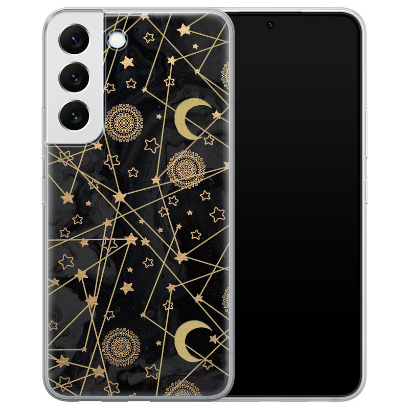 Leuke Telefoonhoesjes Samsung Galaxy S22 Plus siliconen hoesje - Sun, moon, stars