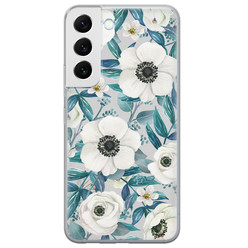 Leuke Telefoonhoesjes Samsung Galaxy S22 Plus siliconen hoesje - Witte bloemen