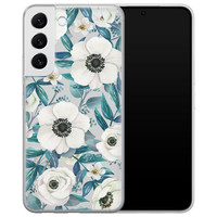 Leuke Telefoonhoesjes Samsung Galaxy S22 Plus siliconen hoesje - Witte bloemen