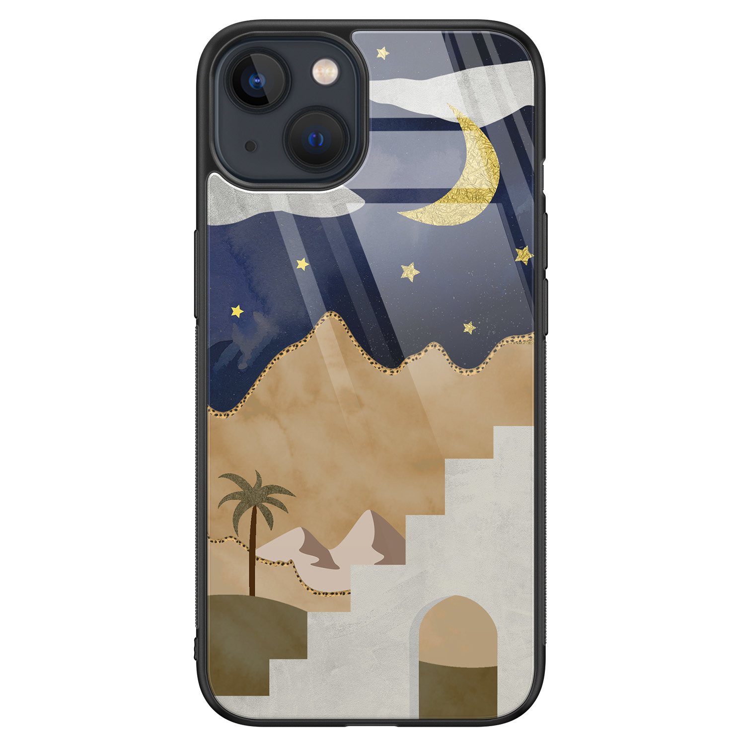 Leuke Telefoonhoesjes iPhone 13 glazen hardcase - Desert night