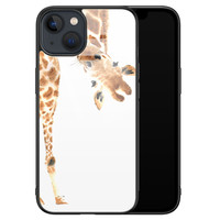 Leuke Telefoonhoesjes iPhone 13 glazen hardcase - Giraffe peekaboo