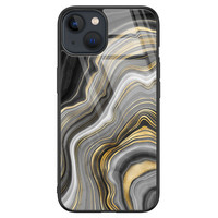 Leuke Telefoonhoesjes iPhone 13 glazen hardcase - Golden agate