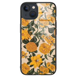 Leuke Telefoonhoesjes iPhone 13 glazen hardcase - Retro flowers