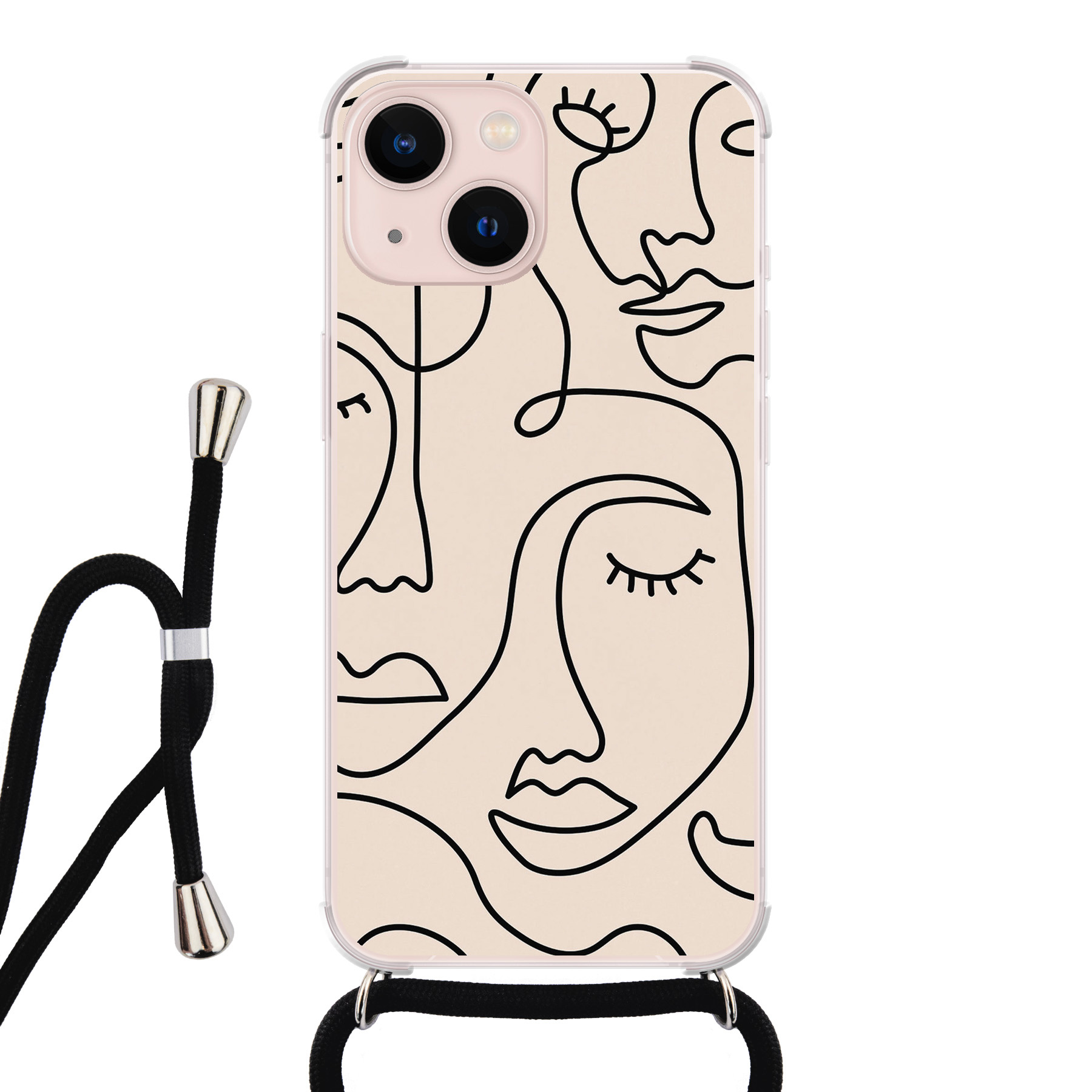 Leuke Telefoonhoesjes iPhone 13 hoesje met koord - Abstract faces