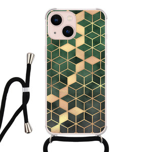 Leuke Telefoonhoesjes iPhone 13 hoesje met koord - Green cubes