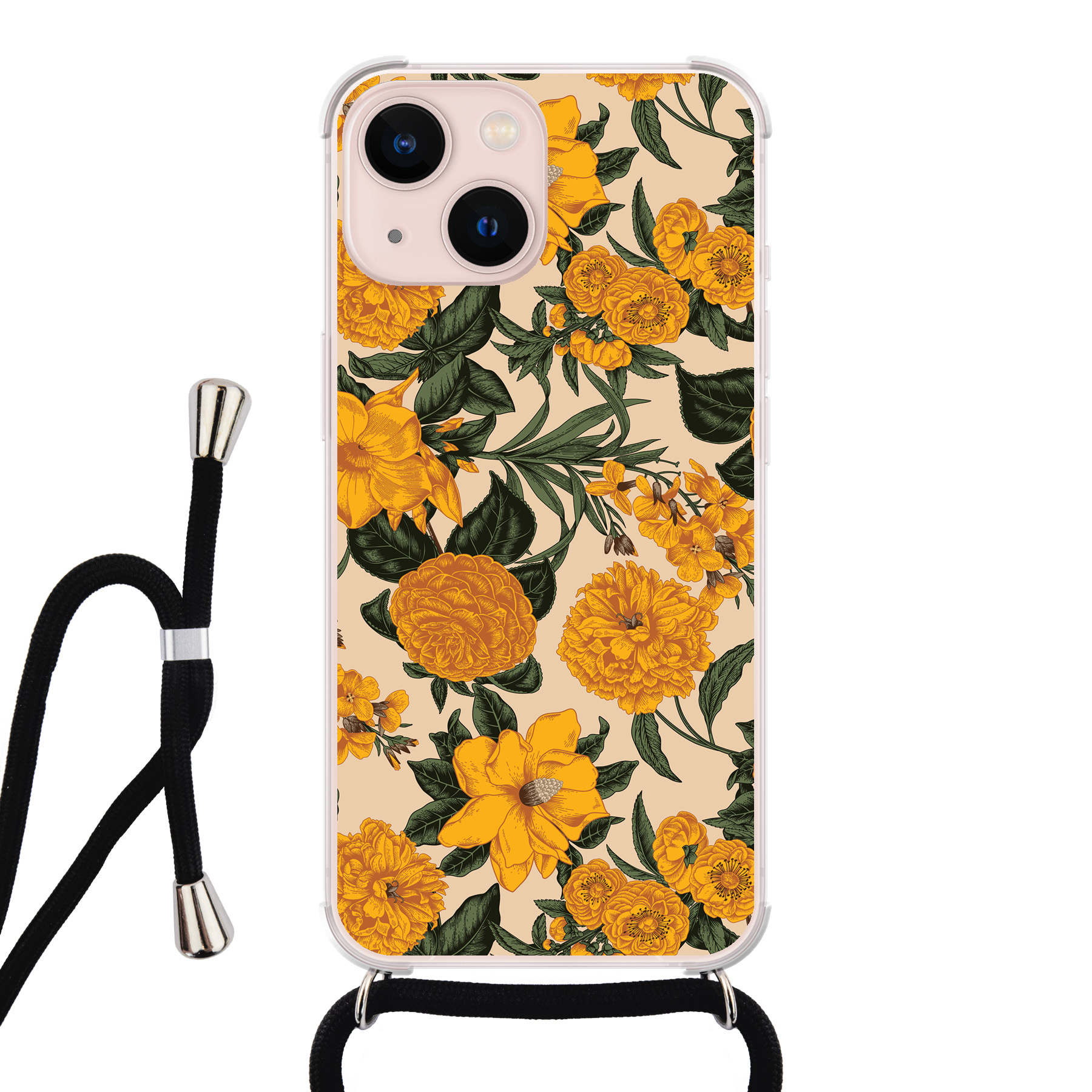 Leuke Telefoonhoesjes iPhone 13 hoesje met koord - Retro flowers