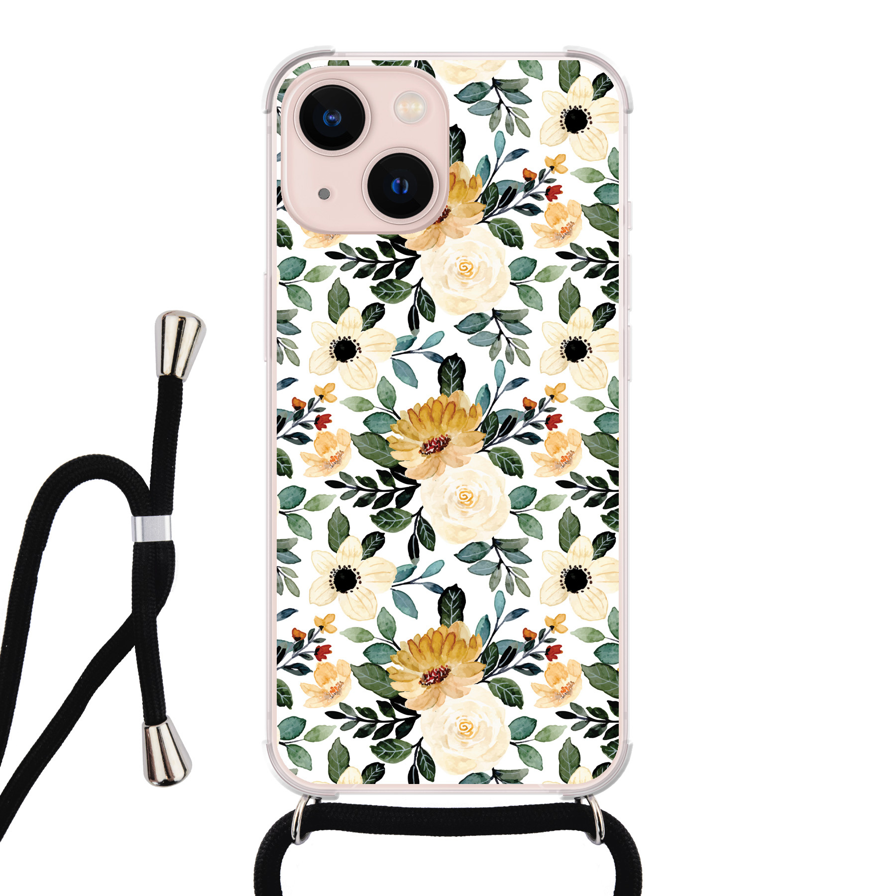 Leuke Telefoonhoesjes iPhone 13 hoesje met koord - Lovely flower