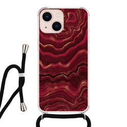 Leuke Telefoonhoesjes iPhone 13 hoesje met koord - Marmer rood agate