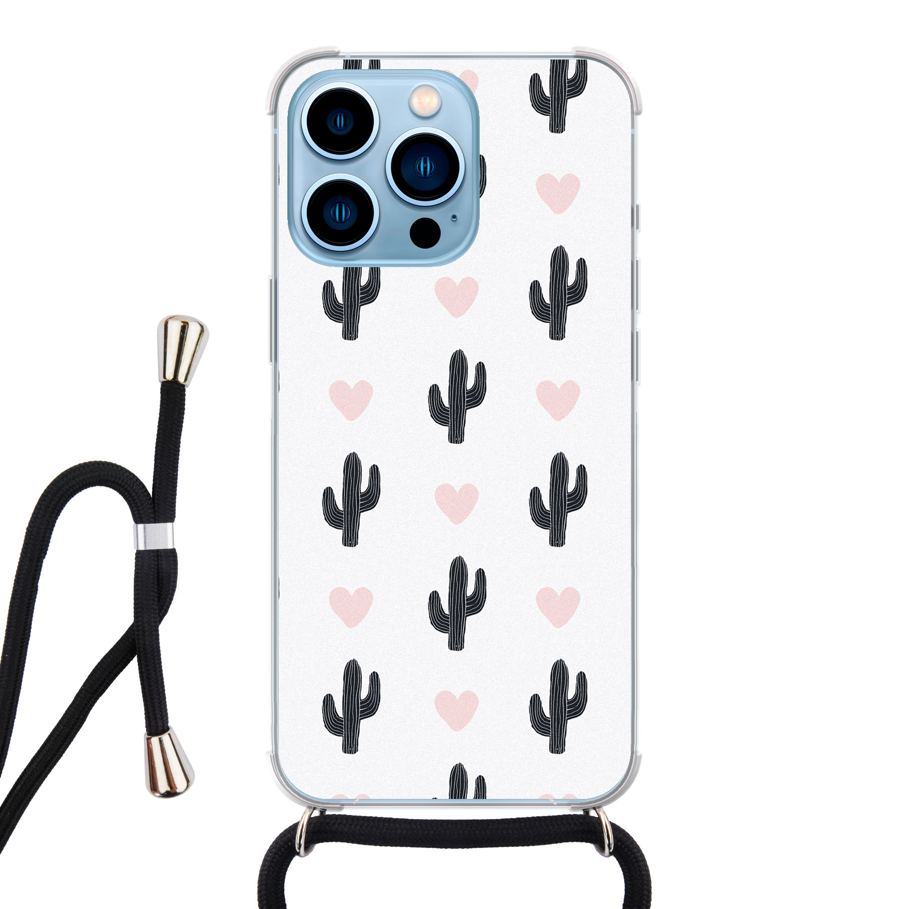 Leuke Telefoonhoesjes iPhone 13 Pro hoesje met koord - Cactus