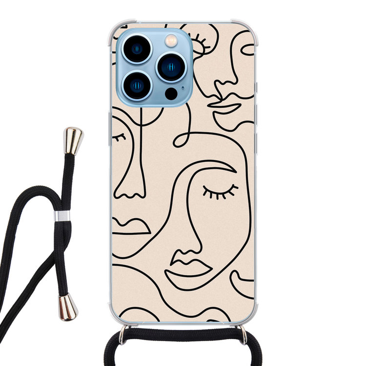 Leuke Telefoonhoesjes iPhone 13 Pro hoesje met koord - Abstract faces