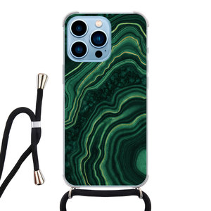 Leuke Telefoonhoesjes iPhone 13 Pro hoesje met koord - Marmer groen agate