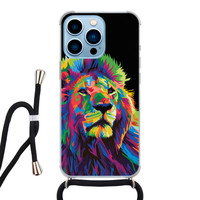 Leuke Telefoonhoesjes iPhone 13 Pro hoesje met koord - Leeuw pop art