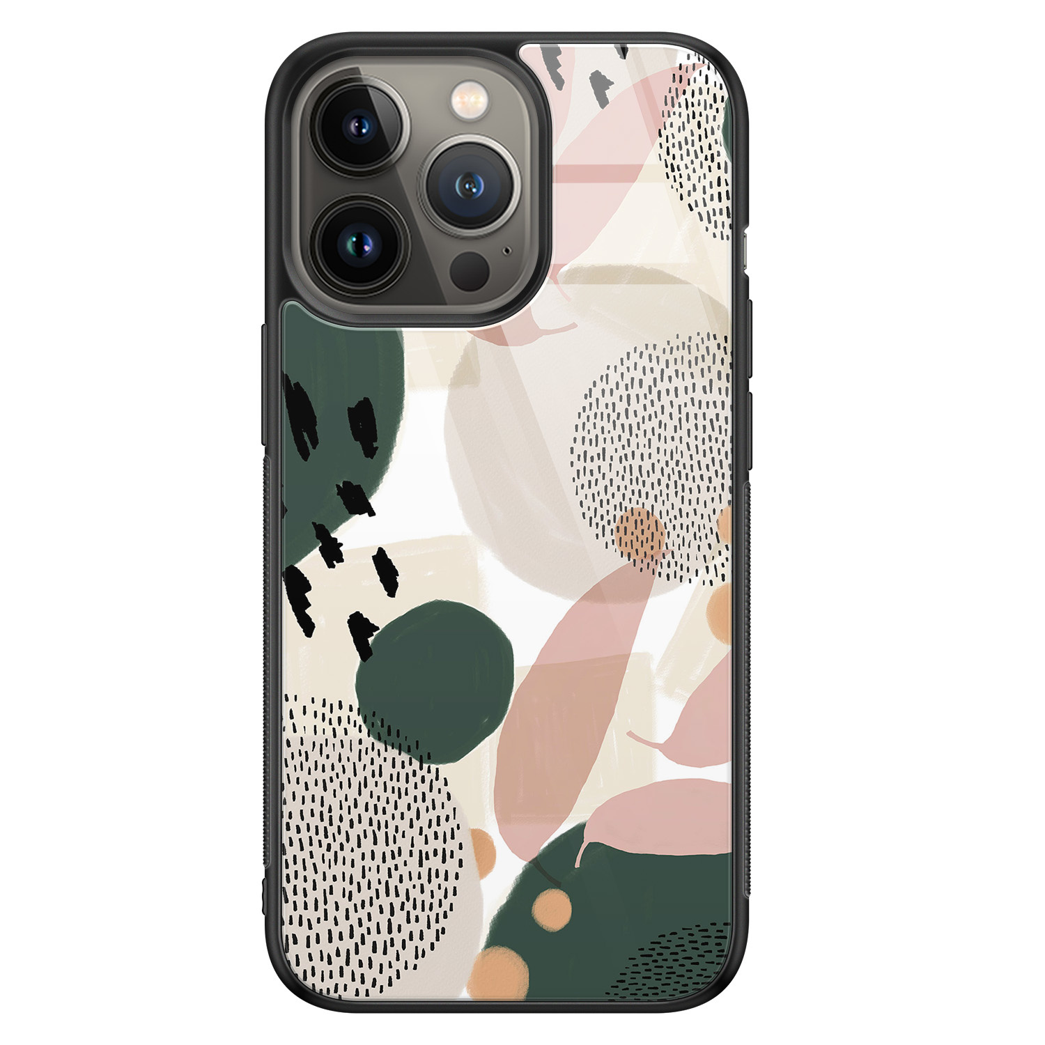 Leuke Telefoonhoesjes iPhone 13 Pro glazen hardcase - Abstract print