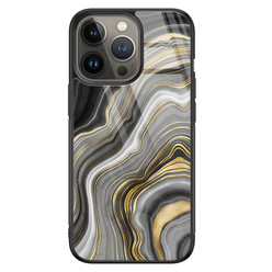 Leuke Telefoonhoesjes iPhone 13 Pro glazen hardcase - Golden agate
