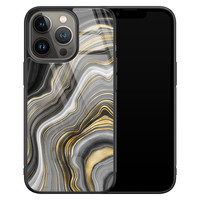 Leuke Telefoonhoesjes iPhone 13 Pro glazen hardcase - Golden agate