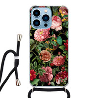Leuke Telefoonhoesjes iPhone 13 Pro Max hoesje met koord - Rode bloemen