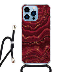 Leuke Telefoonhoesjes iPhone 13 Pro Max hoesje met koord - Marmer rood agate