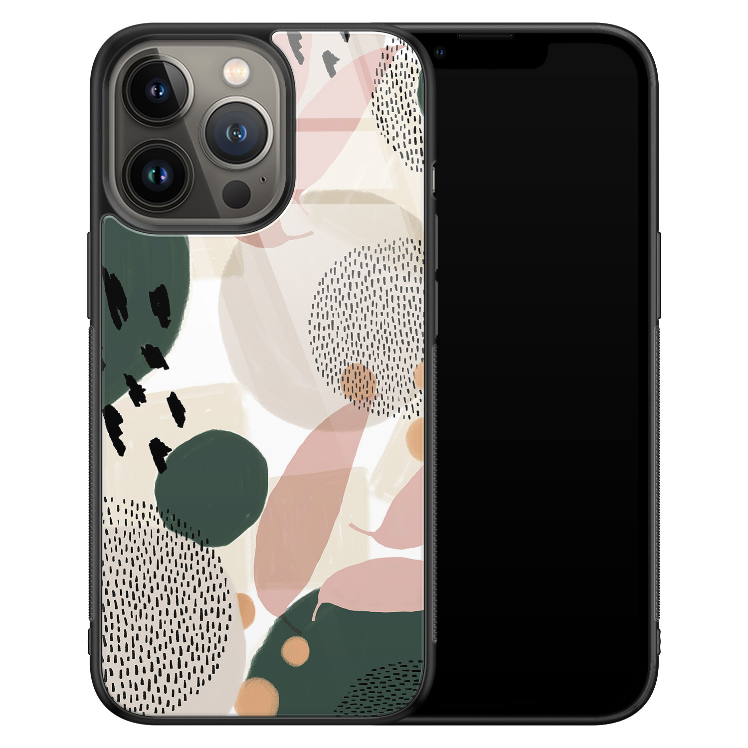 Leuke Telefoonhoesjes iPhone 13 Pro Max glazen hardcase - Abstract print