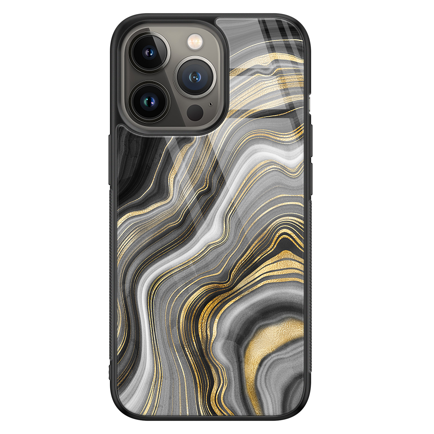 Leuke Telefoonhoesjes iPhone 13 Pro Max glazen hardcase - Golden agate