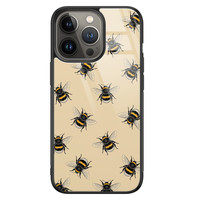 Leuke Telefoonhoesjes iPhone 13 Pro Max glazen hardcase - Bee happy