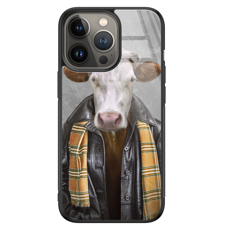 Leuke Telefoonhoesjes iPhone 13 Pro Max glazen hardcase - Koe