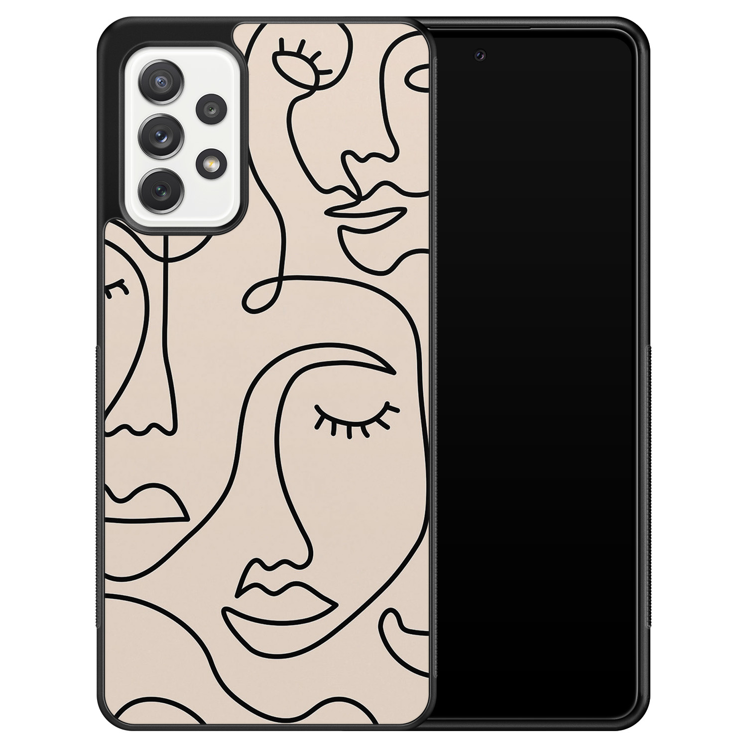 Leuke Telefoonhoesjes Samsung Galaxy A52 hoesje - Abstract gezicht lijnen