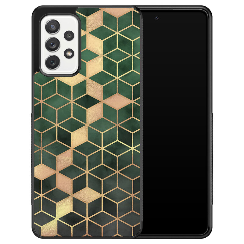 Leuke Telefoonhoesjes Samsung Galaxy A52 hoesje - Green cubes