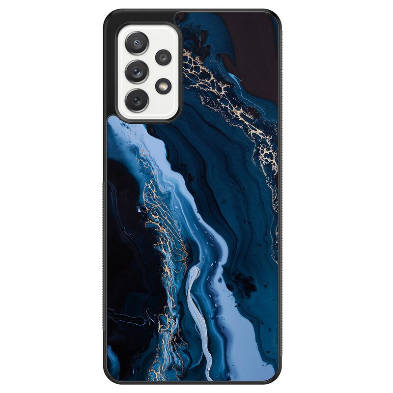 Leuke Telefoonhoesjes Samsung Galaxy A52 hoesje - Marmer kobaltblauw