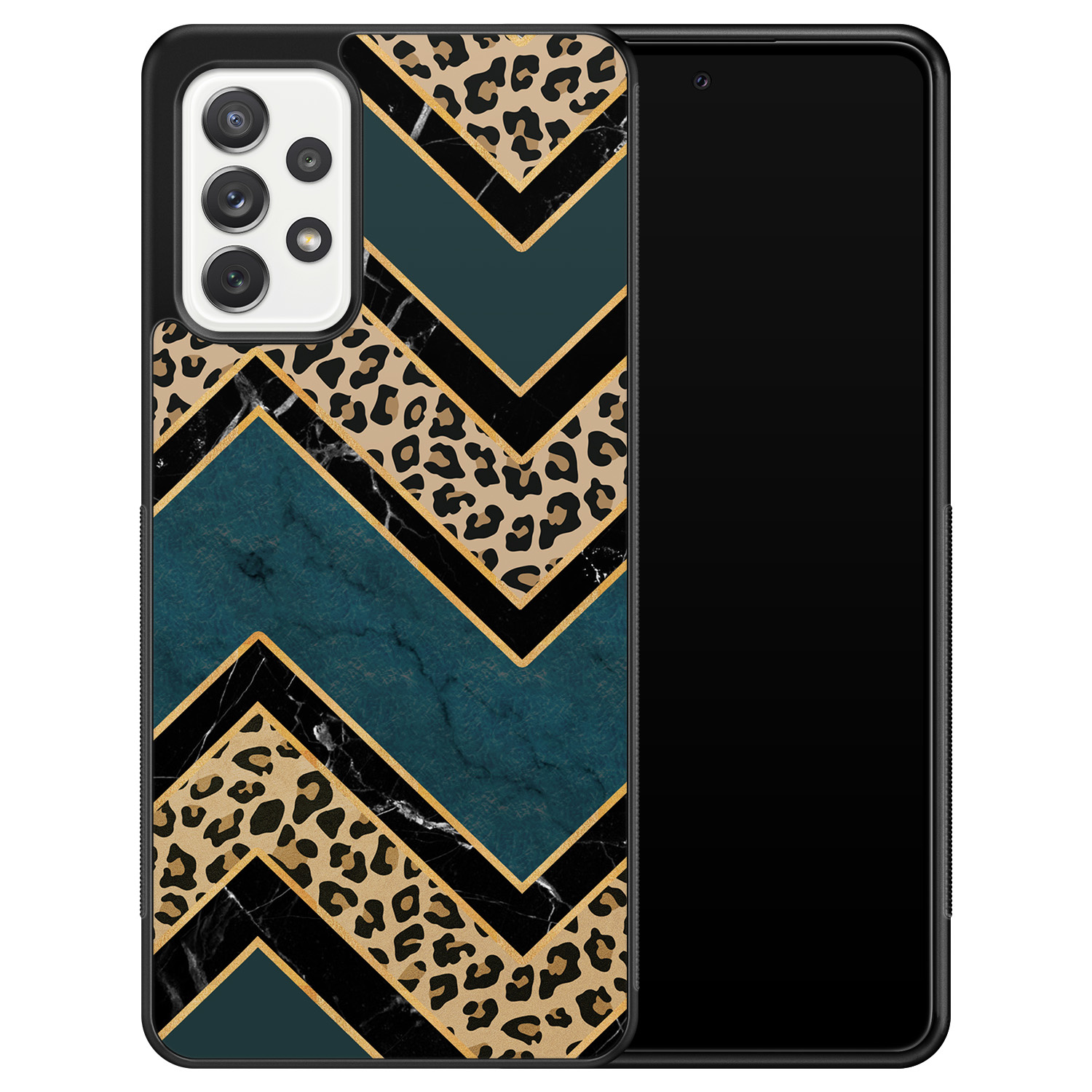 Leuke Telefoonhoesjes Samsung Galaxy A52 hoesje - Luipaard zigzag