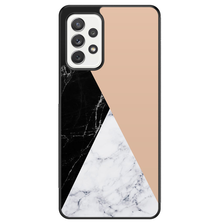 Leuke Telefoonhoesjes Samsung Galaxy A52 hoesje - Marmer zwart bruin