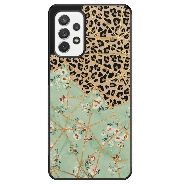 Leuke Telefoonhoesjes Samsung Galaxy A52 hoesje - Luipaard flower print