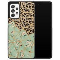 Leuke Telefoonhoesjes Samsung Galaxy A52 hoesje - Luipaard flower print