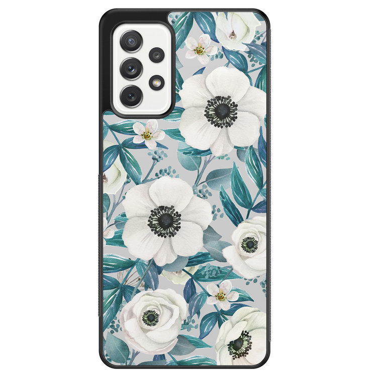 Leuke Telefoonhoesjes Samsung Galaxy A52 hoesje - Witte bloemen