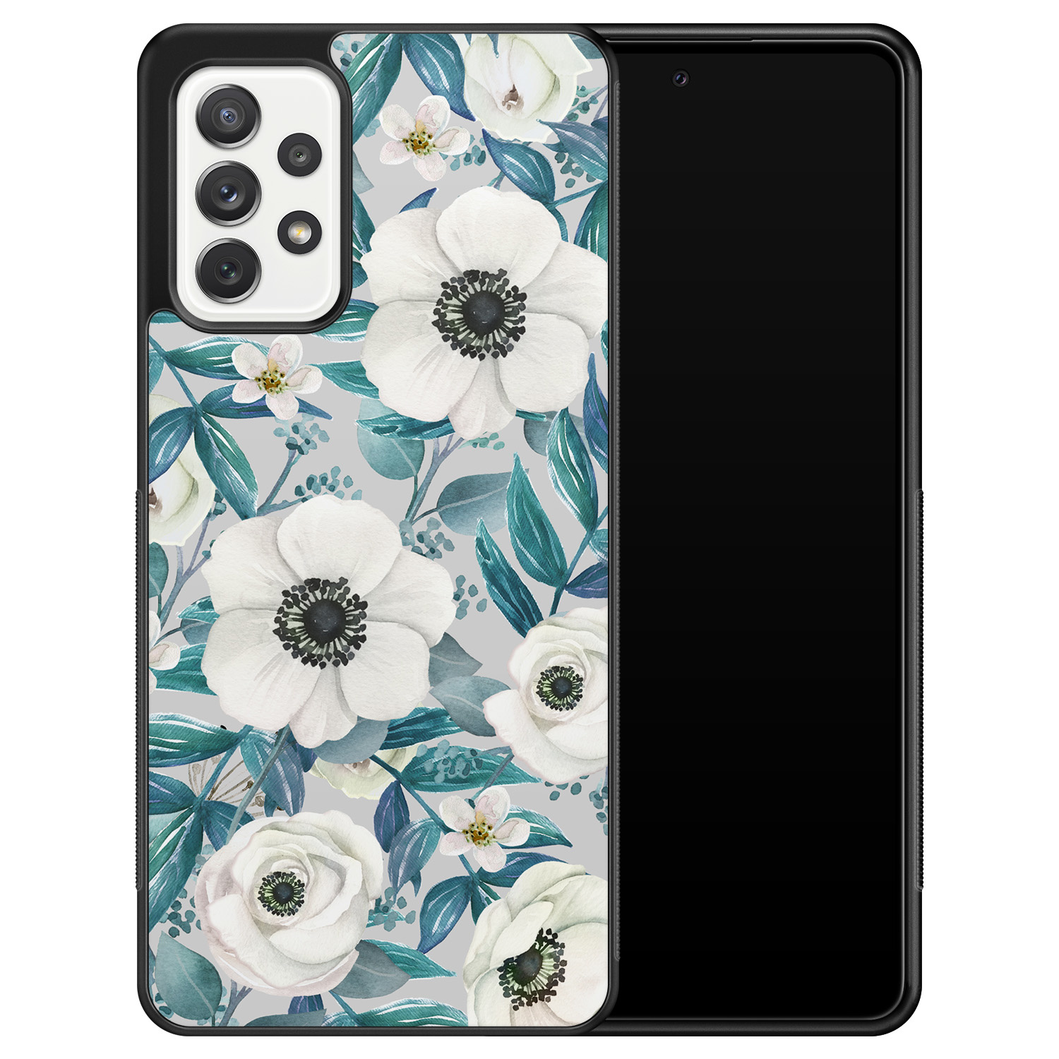 Leuke Telefoonhoesjes Samsung Galaxy A52 hoesje - Witte bloemen