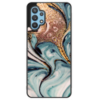 Leuke Telefoonhoesjes Samsung Galaxy A32 5G hoesje - Marmer blauw goud