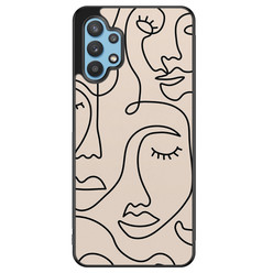 Leuke Telefoonhoesjes Samsung Galaxy A32 5G hoesje - Abstract gezicht lijnen