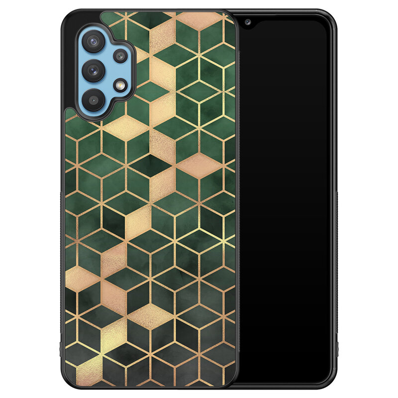 Leuke Telefoonhoesjes Samsung Galaxy A32 5G hoesje - Green cubes