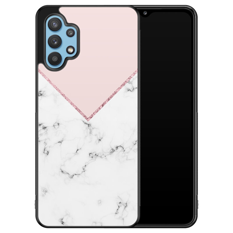 Leuke Telefoonhoesjes Samsung Galaxy A32 5G hoesje - Marmer roze grijs
