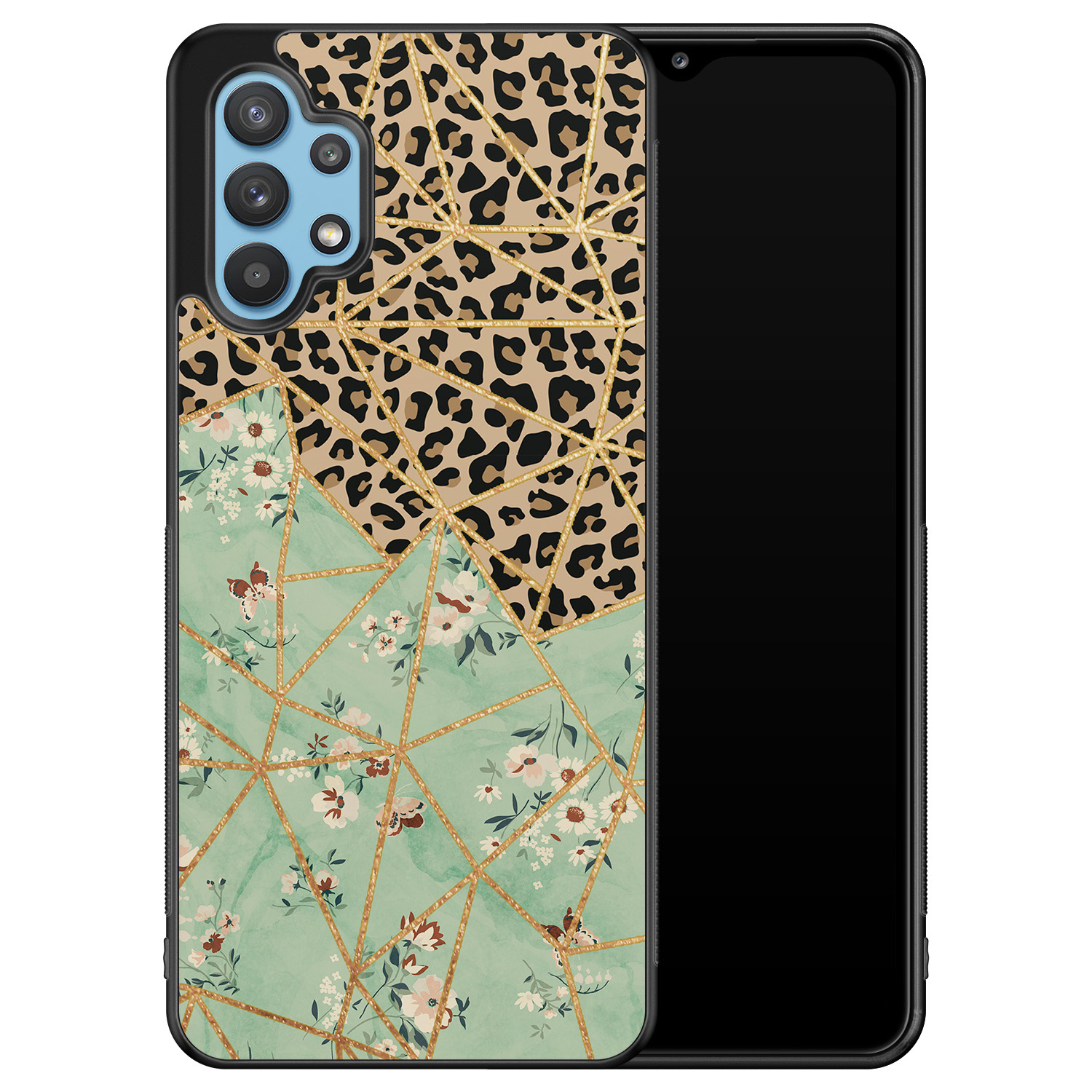 Leuke Telefoonhoesjes Samsung Galaxy A32 5G hoesje - Luipaard flower print