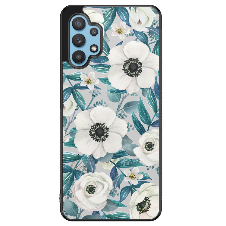 Leuke Telefoonhoesjes Samsung Galaxy A32 5G hoesje - Witte bloemen