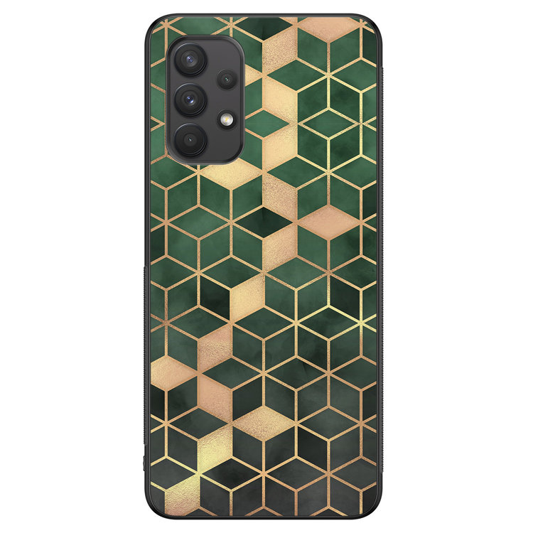 Leuke Telefoonhoesjes Samsung Galaxy A32 4G hoesje - Green cubes