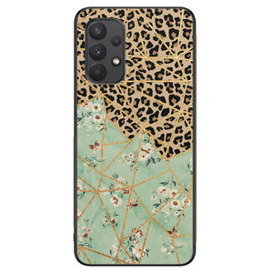 Leuke Telefoonhoesjes Samsung Galaxy A32 4G hoesje - Luipaard flower print