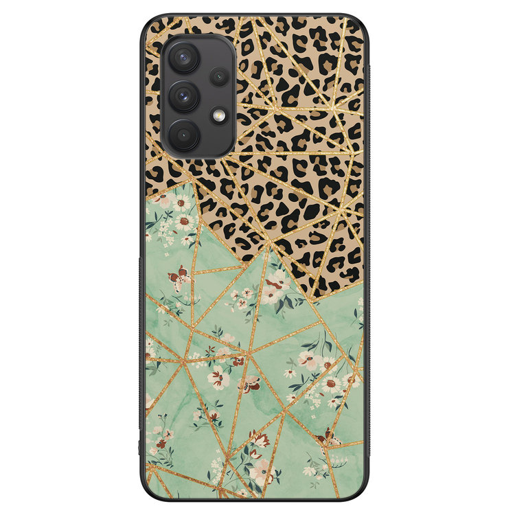 Leuke Telefoonhoesjes Samsung Galaxy A32 4G hoesje - Luipaard flower print