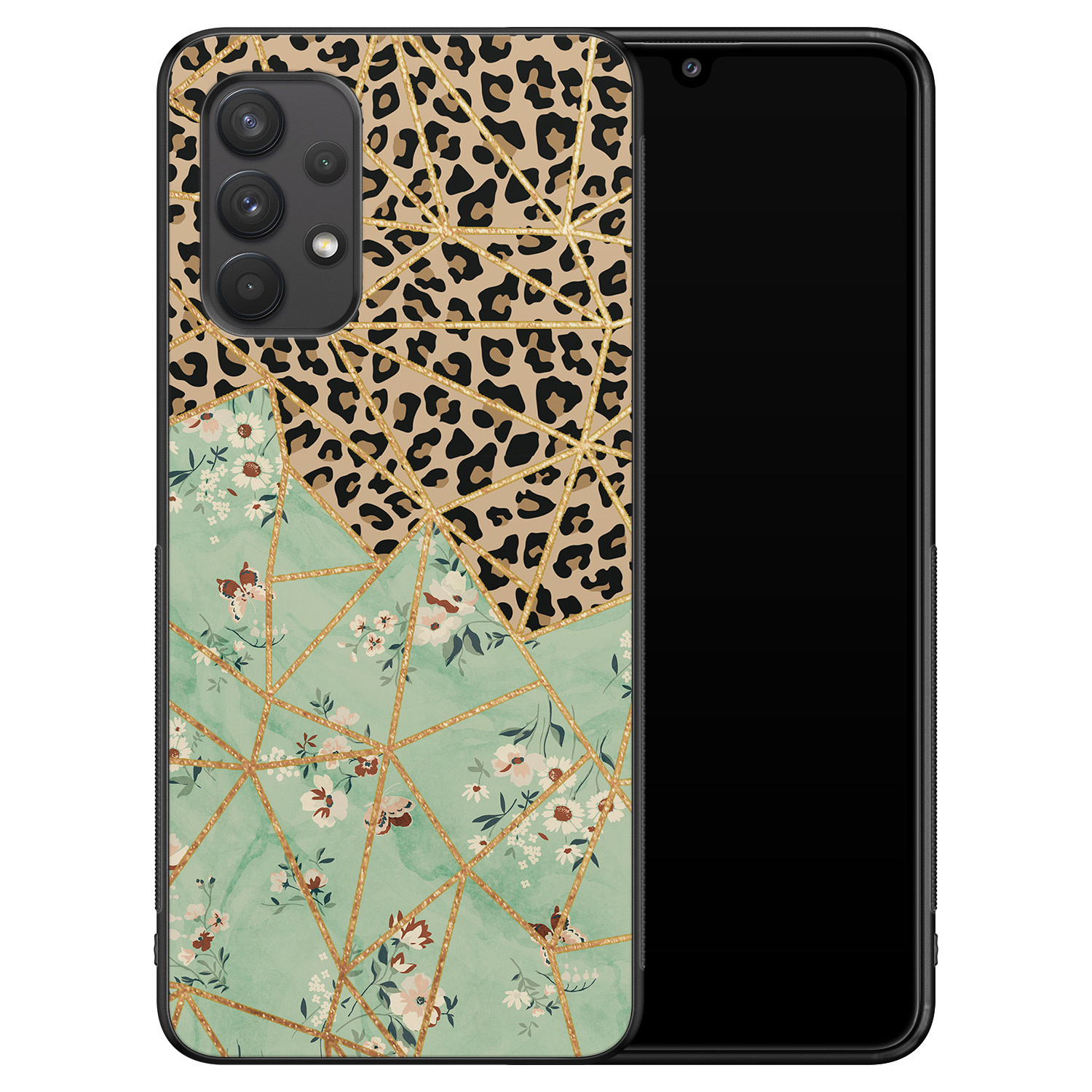 Leuke Telefoonhoesjes Samsung Galaxy A32 4G hoesje - Luipaard flower print