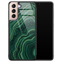 Leuke Telefoonhoesjes Samsung Galaxy S21 glazen hardcase - Groen agate