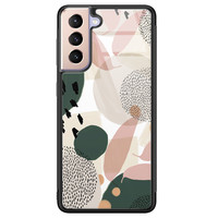 Leuke Telefoonhoesjes Samsung Galaxy S21 glazen hardcase - Abstract print