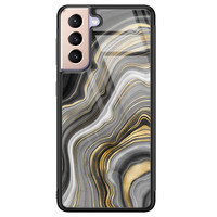 Leuke Telefoonhoesjes Samsung Galaxy S21 glazen hardcase - Golden agate