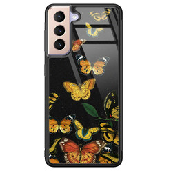 Leuke Telefoonhoesjes Samsung Galaxy S21 glazen hardcase - Vlinders