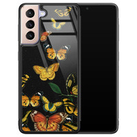 Leuke Telefoonhoesjes Samsung Galaxy S21 glazen hardcase - Vlinders